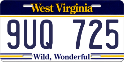 WV license plate 9UQ725