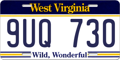 WV license plate 9UQ730