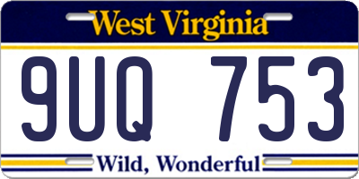 WV license plate 9UQ753