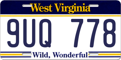 WV license plate 9UQ778