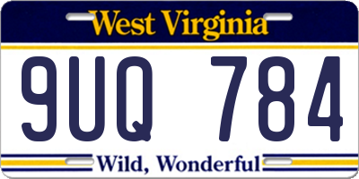 WV license plate 9UQ784