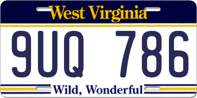 WV license plate 9UQ786