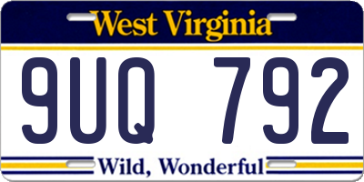 WV license plate 9UQ792