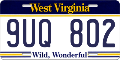 WV license plate 9UQ802