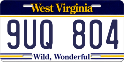 WV license plate 9UQ804
