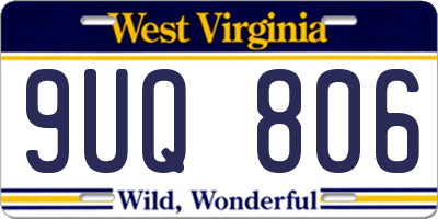 WV license plate 9UQ806