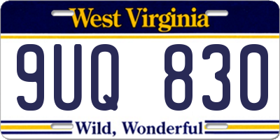 WV license plate 9UQ830