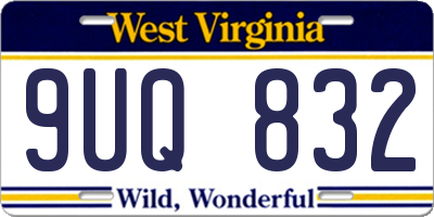 WV license plate 9UQ832