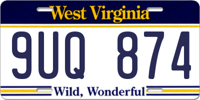 WV license plate 9UQ874