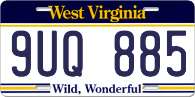 WV license plate 9UQ885