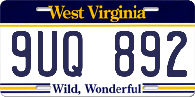 WV license plate 9UQ892