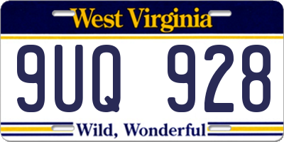 WV license plate 9UQ928