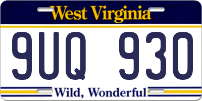 WV license plate 9UQ930