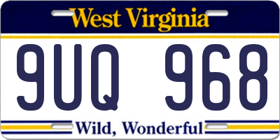 WV license plate 9UQ968