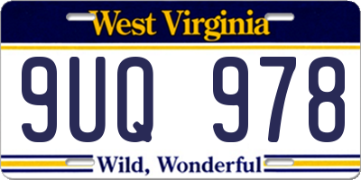 WV license plate 9UQ978