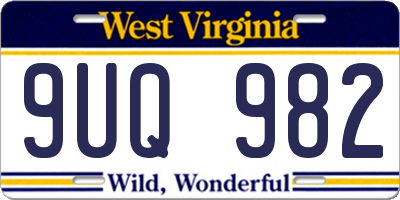 WV license plate 9UQ982