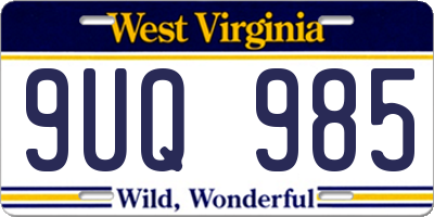WV license plate 9UQ985