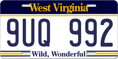WV license plate 9UQ992