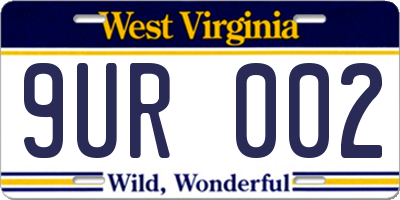 WV license plate 9UR002