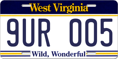 WV license plate 9UR005