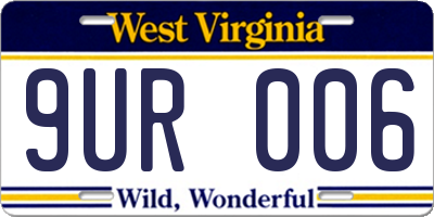 WV license plate 9UR006