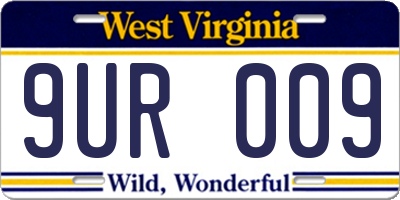 WV license plate 9UR009