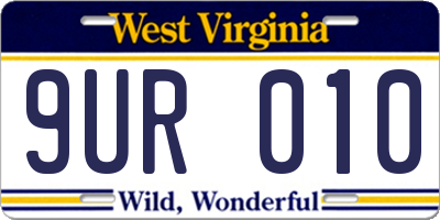 WV license plate 9UR010