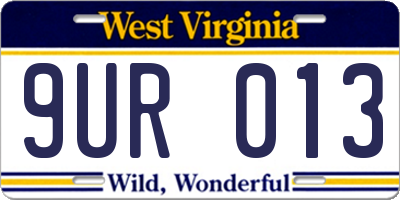 WV license plate 9UR013