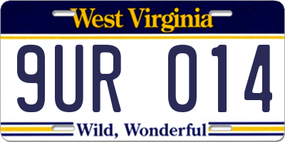 WV license plate 9UR014