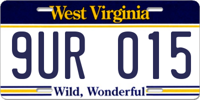 WV license plate 9UR015