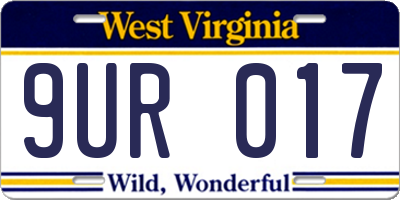 WV license plate 9UR017
