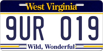 WV license plate 9UR019