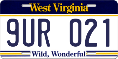 WV license plate 9UR021