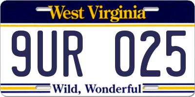 WV license plate 9UR025
