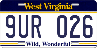 WV license plate 9UR026