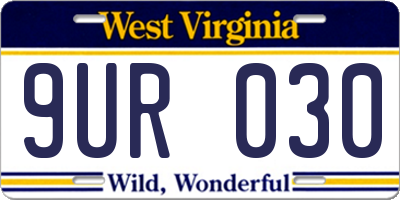 WV license plate 9UR030