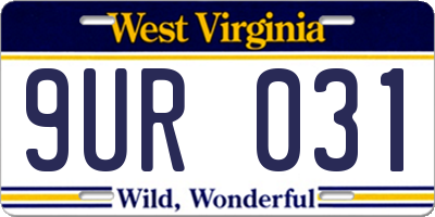 WV license plate 9UR031
