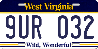 WV license plate 9UR032