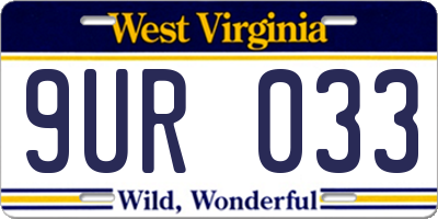 WV license plate 9UR033