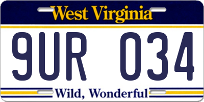 WV license plate 9UR034