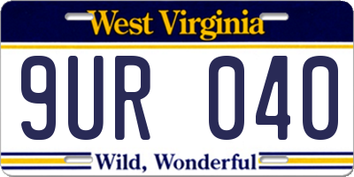 WV license plate 9UR040