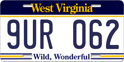 WV license plate 9UR062