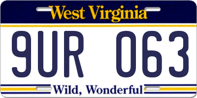 WV license plate 9UR063