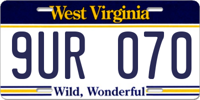 WV license plate 9UR070