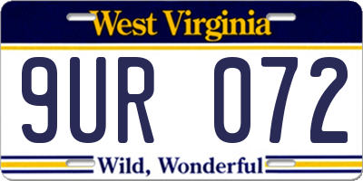WV license plate 9UR072