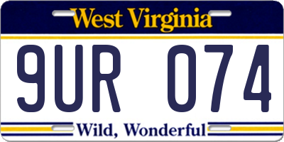 WV license plate 9UR074