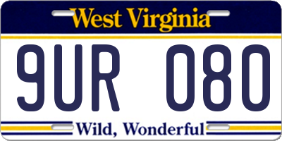 WV license plate 9UR080