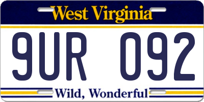WV license plate 9UR092