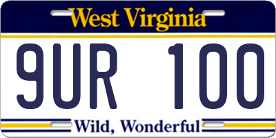 WV license plate 9UR100