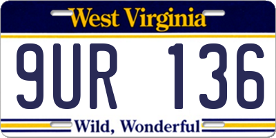 WV license plate 9UR136